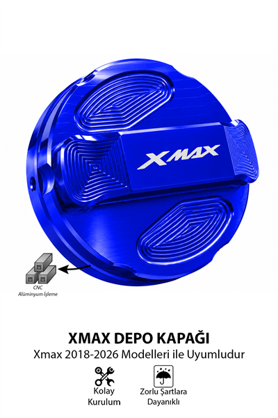 Yamaha Xmax Uyumlu Cnc Depo Kapağı 2018-2026 Mavi