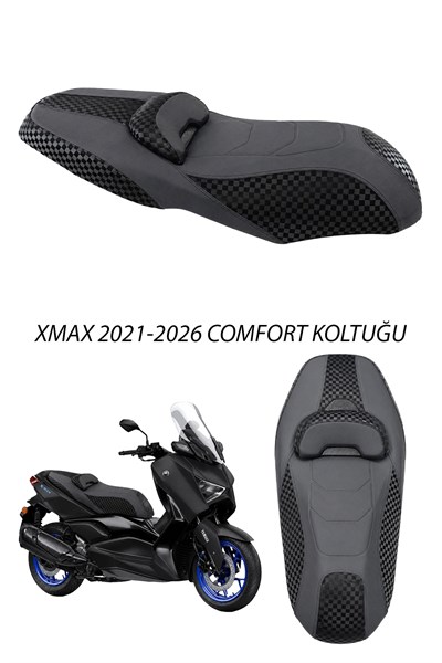 Yamaha Xmax Uyumlu Comfort Koltuk Kapağı 2021-2026 Damalı Kaplama Detaylı