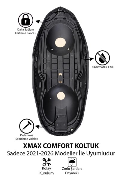 Yamaha Xmax Uyumlu Comfort Koltuk Kapağı 2021-2026 Damalı Kaplama Detaylı