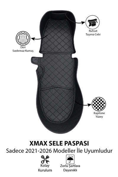Yamaha Xmax Uyumlu Deri Bagaj Havuz Paspası 2021-2026 Siyah
