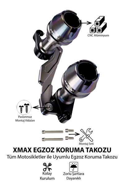 Yamaha Xmax Uyumlu Egzoz Koruma Takozu Cnc Titanyum