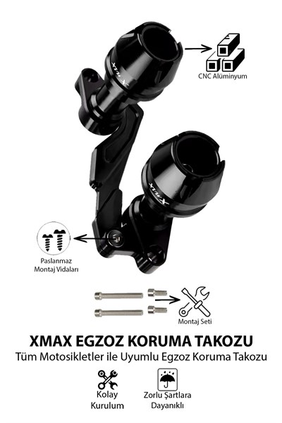 Yamaha Xmax Uyumlu Egzoz Koruma Takozu Cnc Siyah