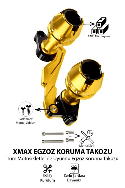 Yamaha Xmax Uyumlu Egzoz Koruma Takozu Cnc Gold