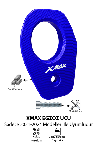 Yamaha Xmax Uyumlu Egzoz Ucu 2021-2024 Cnc Mavi