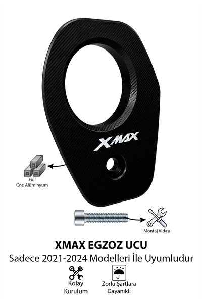 Yamaha Xmax Uyumlu Egzoz Ucu 2021-2024 Cnc Siyah