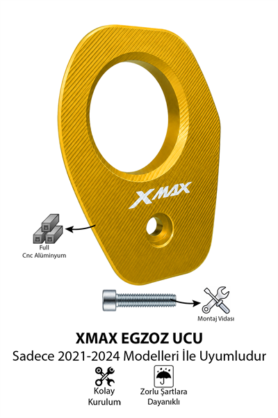 Yamaha Xmax Uyumlu Egzoz Ucu 2021-2024 Cnc Gold