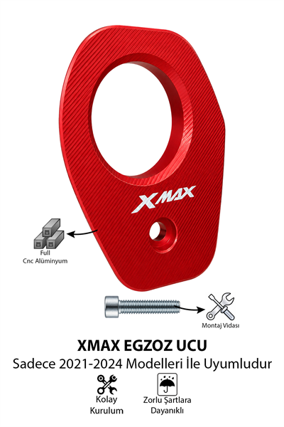 Yamaha Xmax Uyumlu Egzoz Ucu 2021-2024 Cnc Kırmızı