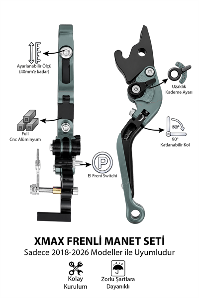 Yamaha Xmax Uyumlu El Frenli Manet 2018-2026 Cnc Titanyum