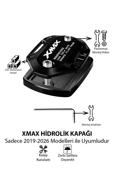 Yamaha Xmax Uyumlu Hidrolik Kapağı 2019-2026 Cnc Siyah