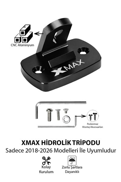 Yamaha Xmax Uyumlu Hidrolik Tripodu 2018-2026 Cnc Siyah