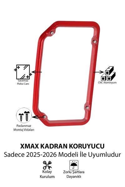 Yamaha Xmax Uyumlu Kadran Koruma Çerçevesi 2025-2026 Cnc Kırmızı