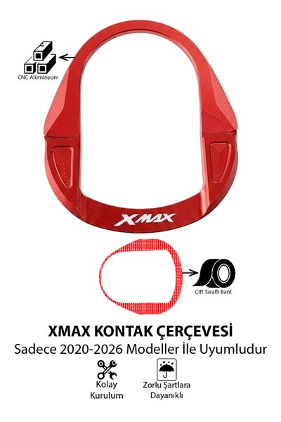 Yamaha Xmax Uyumlu Kontak Çerçevesi 2020-2026 Cnc Kırmızı