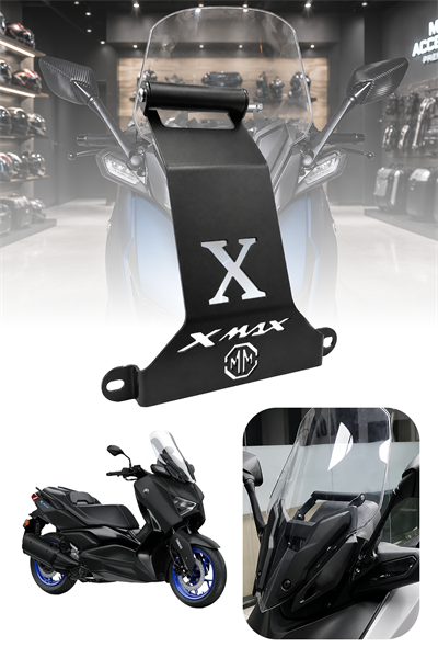Yamaha Xmax Uyumlu Ön Cam Aksesuar Bar 2021-2026 Siyah