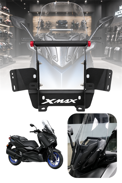 Yamaha Xmax Uyumlu Ayarlanabilir Ön Cam Aksesuar Bar 2021-2026 Siyah