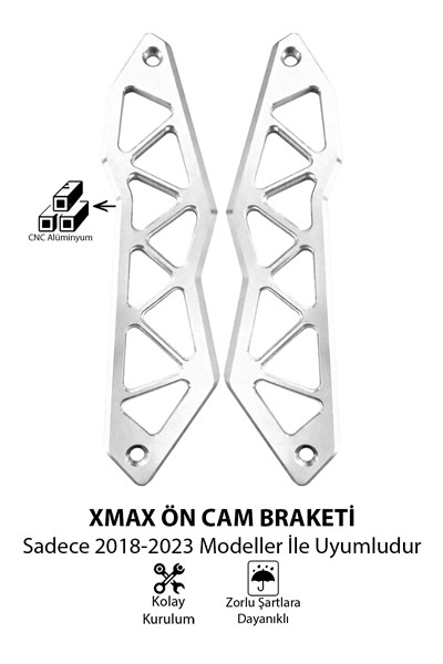 Yamaha Xmax Uyumlu Ön Cam Braketi 2018-2023 Cnc Gümüş