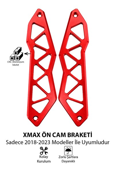 Yamaha Xmax Uyumlu Ön Cam Braketi 2018-2023 Cnc Kırmızı