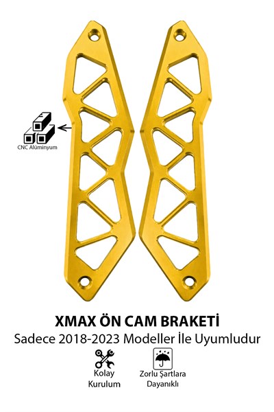 Yamaha Xmax Uyumlu Ön Cam Braketi 2018-2023 Cnc Gold