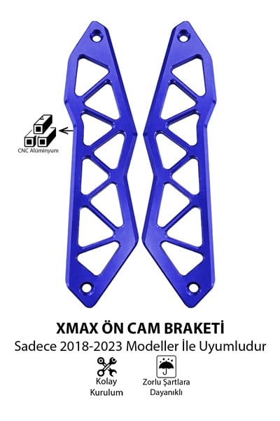 Yamaha Xmax Uyumlu Ön Cam Braketi 2018-2023 Cnc Mavi