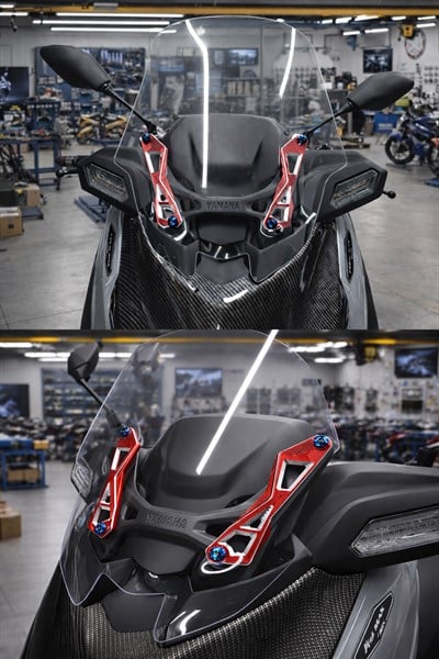 Yamaha Xmax Uyumlu Ön Cam Braketi 2024-2026 Cnc Kırmızı