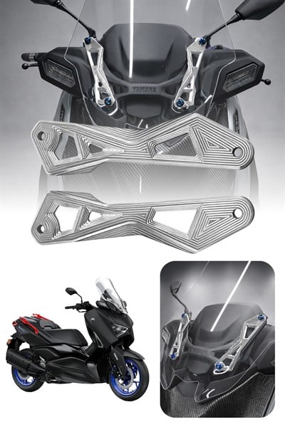 Yamaha Xmax Uyumlu Ön Cam Braketi 2024-2026 Cnc Gümüş
