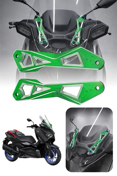 Yamaha Xmax Uyumlu Ön Cam Braketi 2024-2026 Cnc Yeşil
