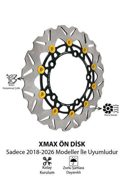 Yamaha Xmax Uyumlu Ön Fren Disk 2018-2026 Cnc Gold