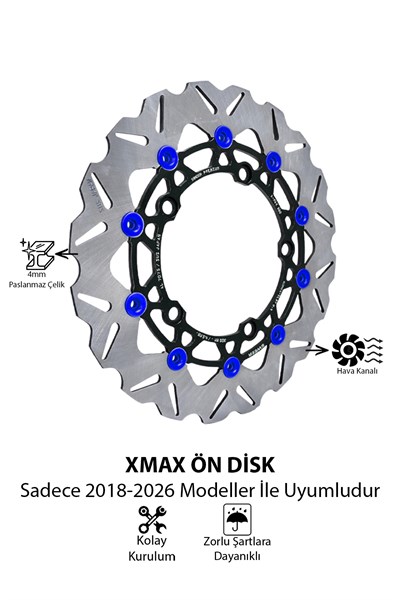 Yamaha Xmax Uyumlu Ön Fren Disk 2018-2026 Cnc Mavi