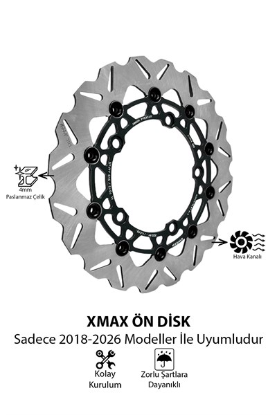 Yamaha Xmax Uyumlu Ön Fren Disk 2018-2026 Cnc Siyah