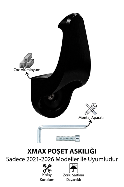 Yamaha Xmax Uyumlu Poşet Askılığı 2021-2026 Cnc Siyah