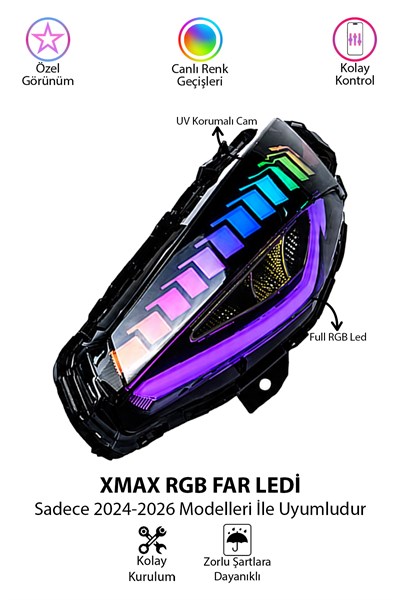 Yamaha Xmax Uyumlu Rgb Far Ledi 2024-2026 Telefon Kontrollü