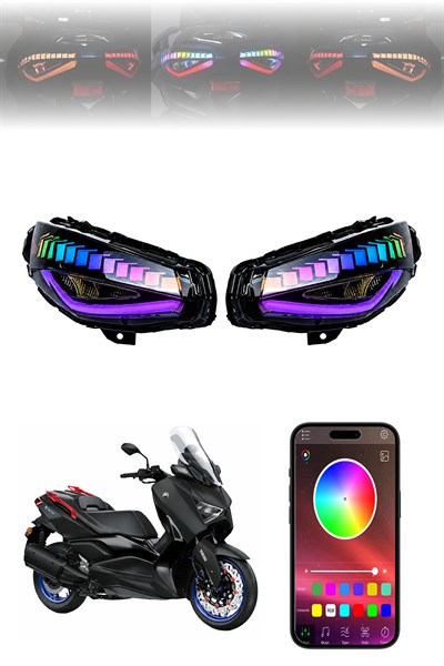Yamaha Xmax Uyumlu Rgb Far Ledi 2024-2026 Telefon Kontrollü