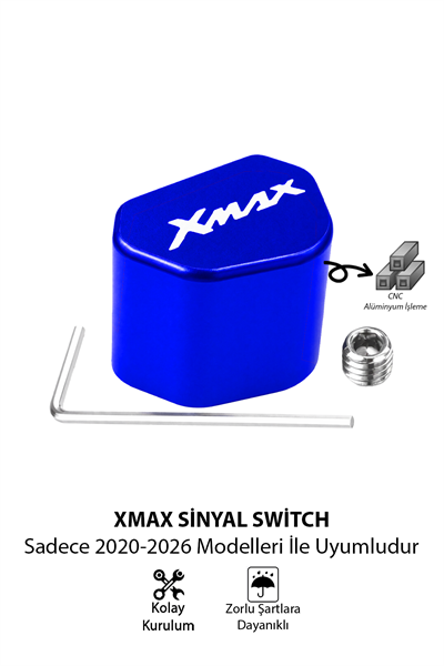 Yamaha Xmax Uyumlu Sinyal Switch 2020-2026 Cnc Mavi