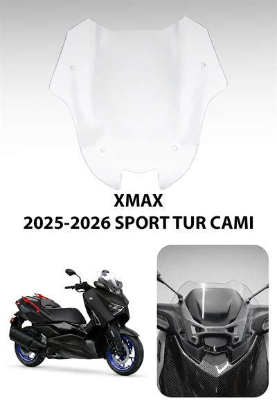 Yamaha Xmax Uyumlu Sport Tur Camı 2025-2026 Şeffaf