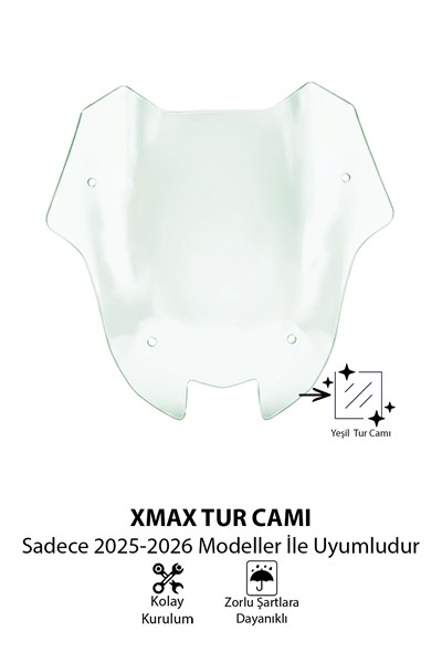 Yamaha Xmax Uyumlu Sport Tur Camı 2025-2026 Yeşil
