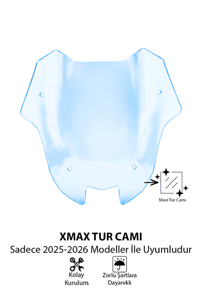 Yamaha Xmax Uyumlu Sport Tur Camı 2025-2026 Mavi