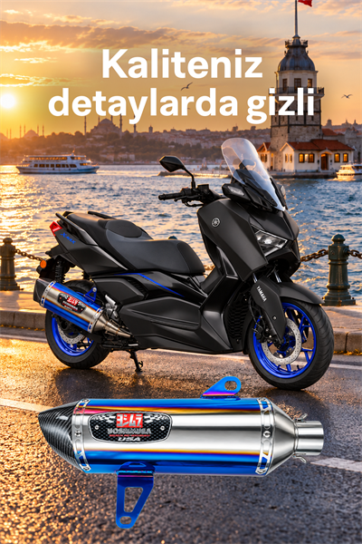 Yamaha Xmax Uyumlu Susturuculu Abartı Egzoz 2018-2026 İridyum-Gümüş