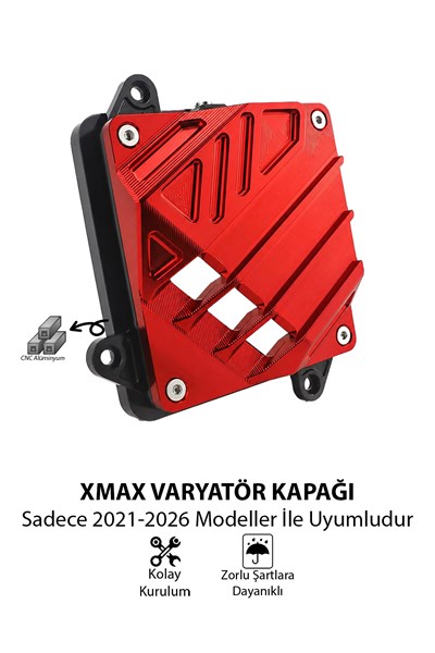 Yamaha Xmax Uyumlu Varyatör Koruma Kapağı 2021-2026 Cnc Kırmızı