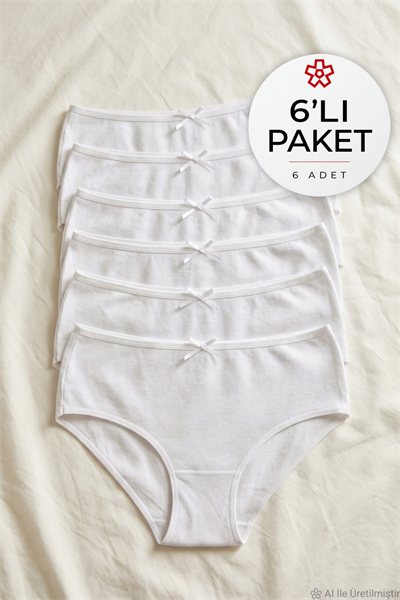 Bambu Bato Kadın Yüksek Bel Külot Beyaz 6lı Paket
