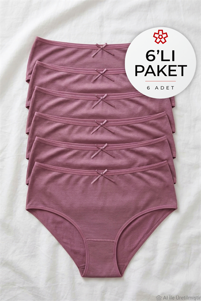 Bambu Bato Kadın Yüksek Bel Külot Gül Kurusu 6lı Paket