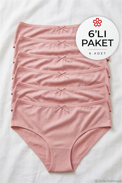 Bambu Bato Kadın Yüksek Bel Külot Pudra 6lı Paket