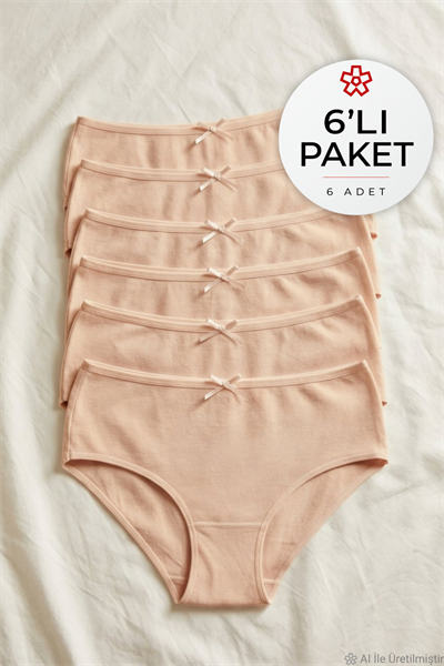 Bambu Bato Kadın Yüksek Bel Külot Ten 6lı Paket