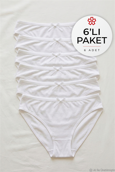 Bambu Bikini Kadın Külot Beyaz 6lı Paket