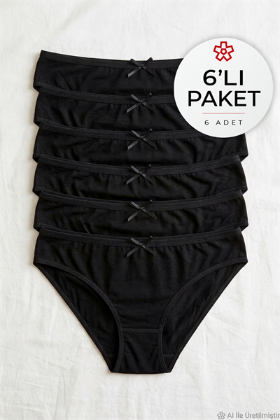 Bambu Bikini Kadın Külot Siyah 6lı Paket