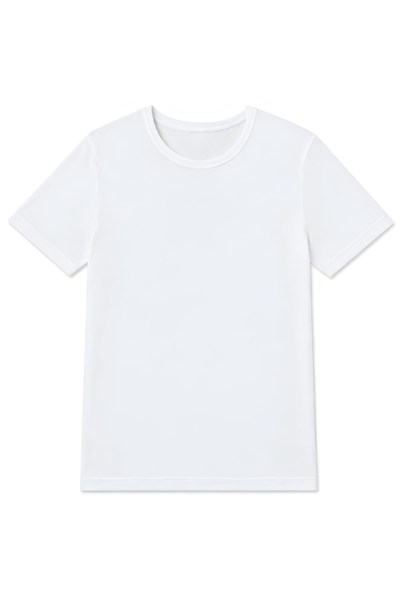 Bambu Bisiklet Yaka Erkek T-Shirt Beyaz