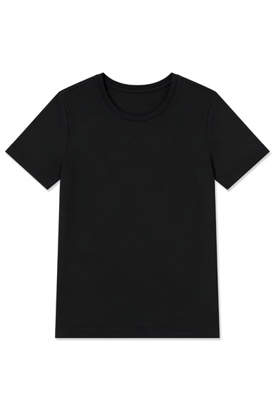 Bambu Bisiklet Yaka Erkek T-Shirt Siyah