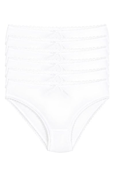 Bambu Dantelli Bikini Kadın Külot Beyaz 6lı Paket