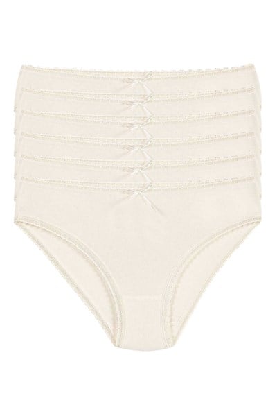 Bambu Dantelli Bikini Kadın Külot Ekru 6lı Paket