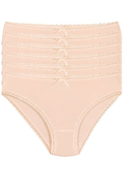 Bambu Dantelli Bikini Kadın Külot Ten 6lı Paket