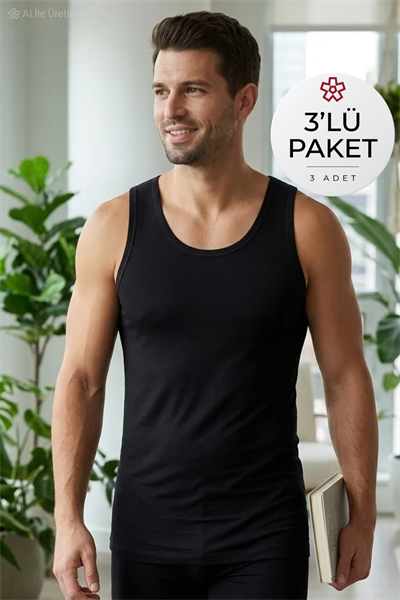 Bambu Erkek Atlet Siyah 3lü Paket
