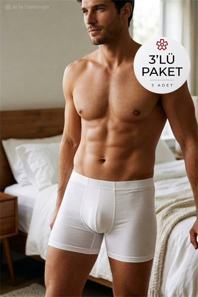 Bambu Erkek Boxer Beyaz 3lü Paket